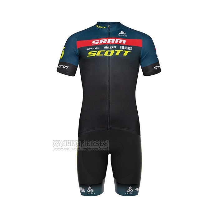 2022 Cycling Jersey Scott Sram Black Blue Short Sleeve and Bib Short